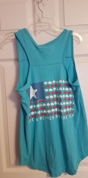 Turquoise Tank with Nautical Americana Print - Picture 2 of 3